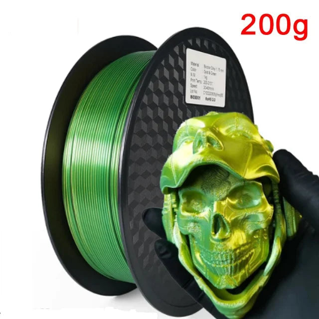 200G Dual Color Filament Silk PLA 1.75mm FDM 3D Printer Plastic Material Shiny Filament PLA Multicolor Black Red Blue Gold Elk-Valley 3D