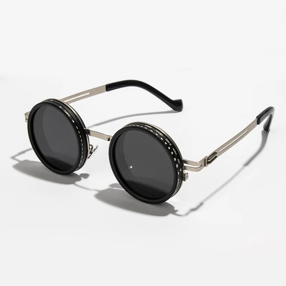 Polarized Round Sunglasses ND9 Adjustable Dimming Sun Glasses Men Women Retro Punk Men's Fishing Eyeglasses Outdoor Shades UV400 Elk-Valley 3D