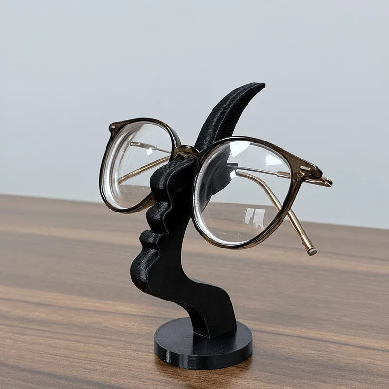 2Pc Creative Side Face Shaped Eyeglass Holder Stand 3D Printed for Glasses Storage Rack Fun Practical Desktop Art Decor Ornament Elk-Valley 3D