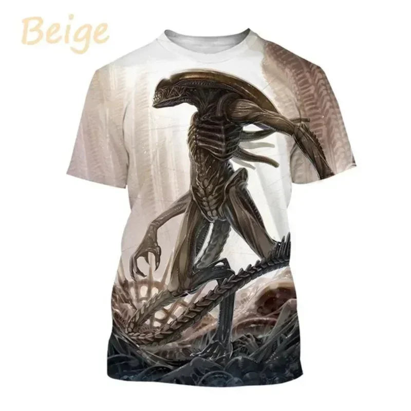 Fashion Men Clothing New Alien Creature 3D Print T-shirt Personalized Casual Oversized T Shirt Harajuku Street Unisex Tops Tees Elk-Valley 3D