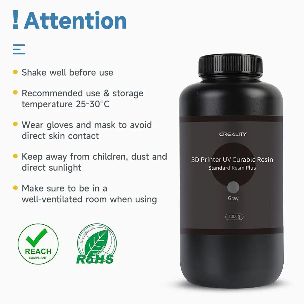 Creality Original 3D Printer Resin LCD Standard Photopolymer Resin for LCD 3D Printing 405nm UV-Curing Resin 1000g-500g /bottle Elk-Valley 3D