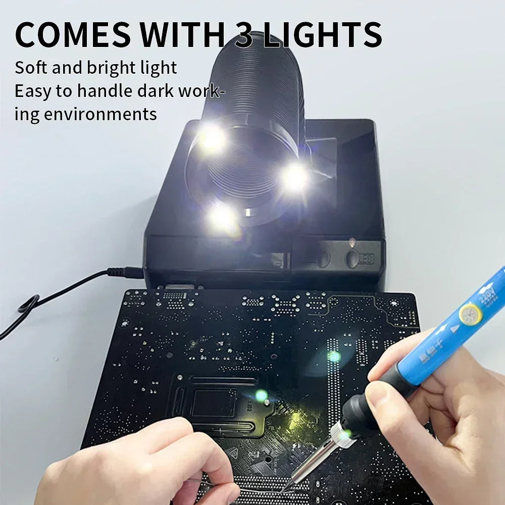 LUXIANZI Fume Extractor Smoking Instrument With LED Light 220v Activated Carbon filter Sponge Solder iron Smoke Absorber Elk-Valley 3D