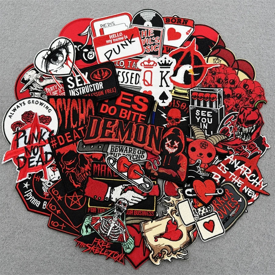 40pcs/lot PUNK Assorted  Iron on Patches Applique for Clothing DIY Embroidery Patches Decoration Stripes Stickers Jean Jacket Elk-Valley 3D