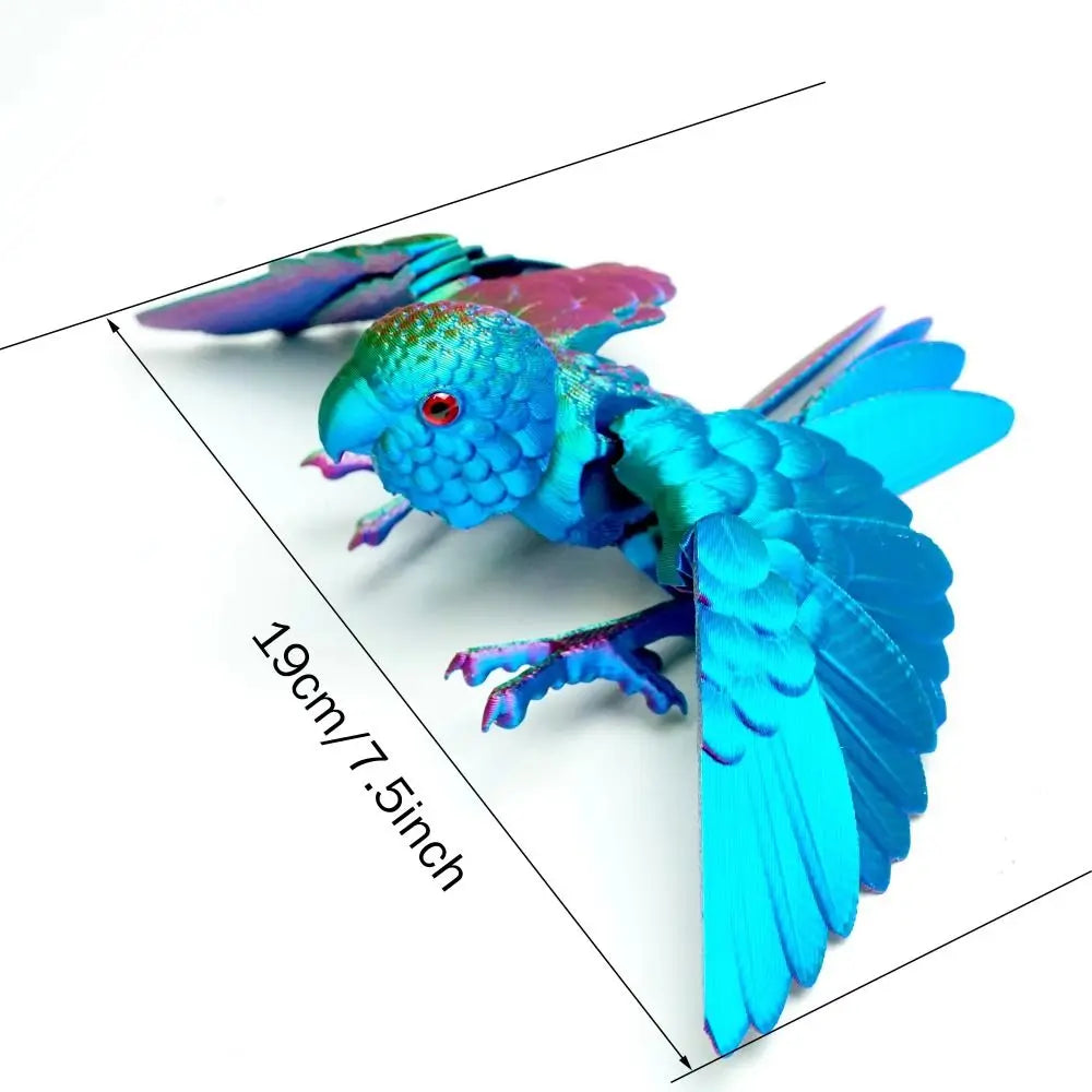 Simulated Eye 3D Printed Parrot Model Flexible Animal Sparkling 3D Printed Parrot Animal Poseable Joints Laser Elk-Valley 3D
