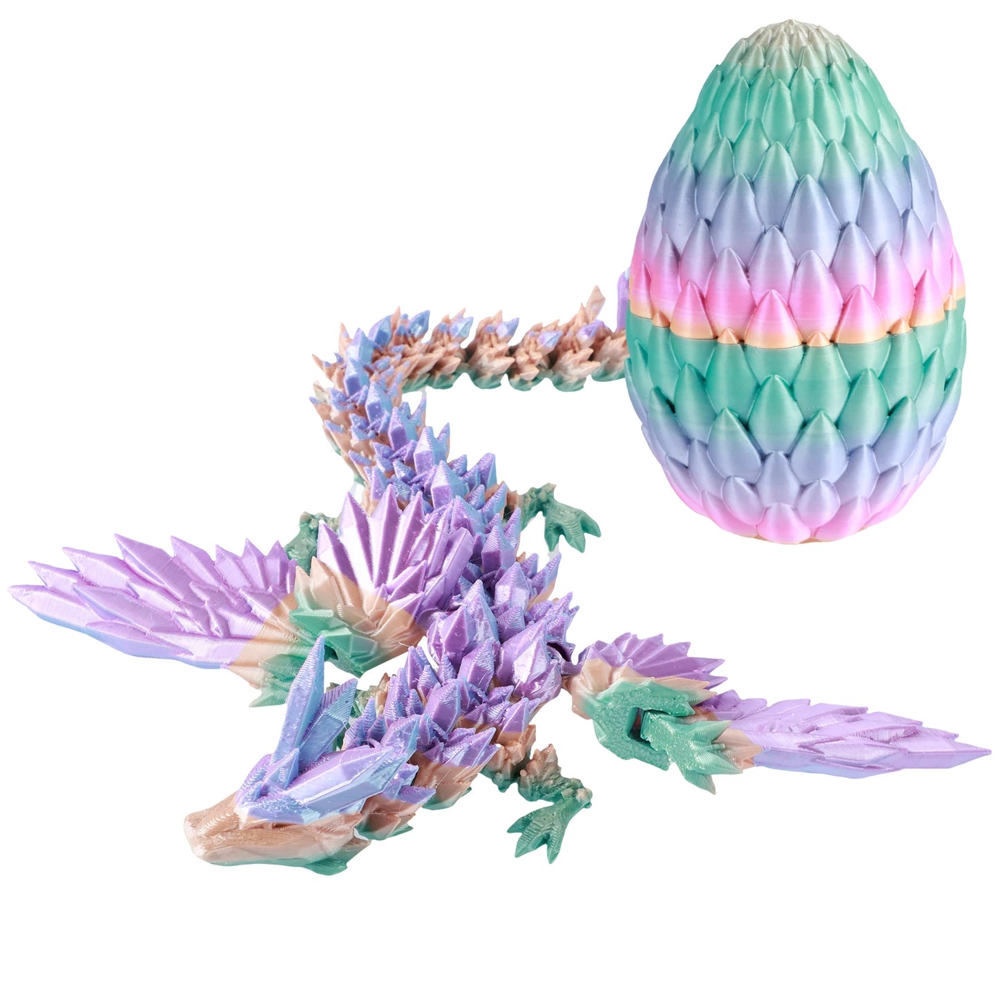 3D Printed Dragon Egg with Dragon Full Articulated Dragon Modle Movable Rotatable Articulated Desktop Ornament Kid Toy