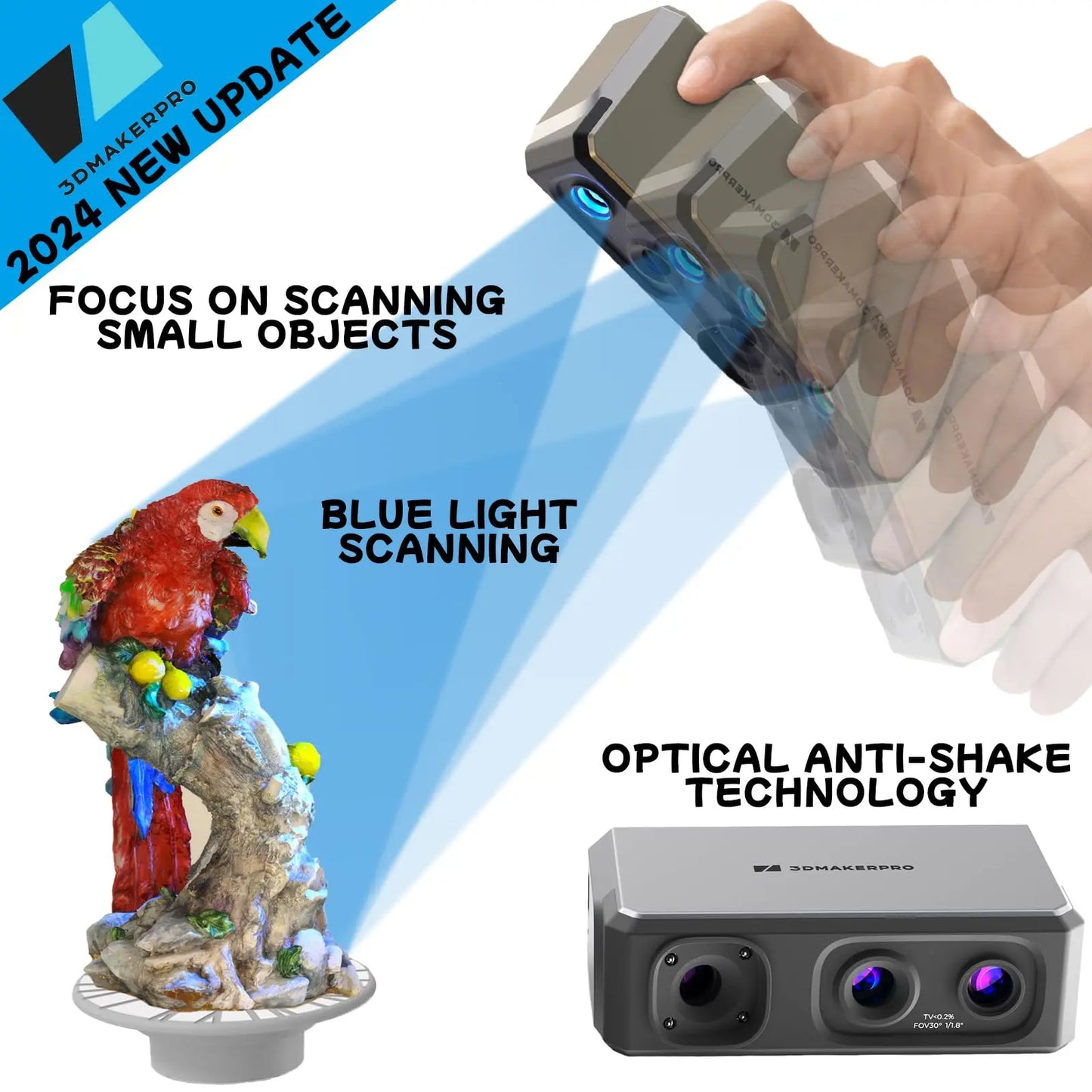 Seal (Premium)3D Scanner for3D Printing-with Turntable&Handheld Scan 0.01mm Accuracy 0.05mm  24-bitColorScan10FPS ScanningSpeed