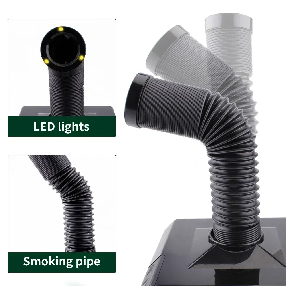 LUXIANZI Fume Extractor Smoking Instrument With LED Light 220v Activated Carbon filter Sponge Solder iron Smoke Absorber Elk-Valley 3D