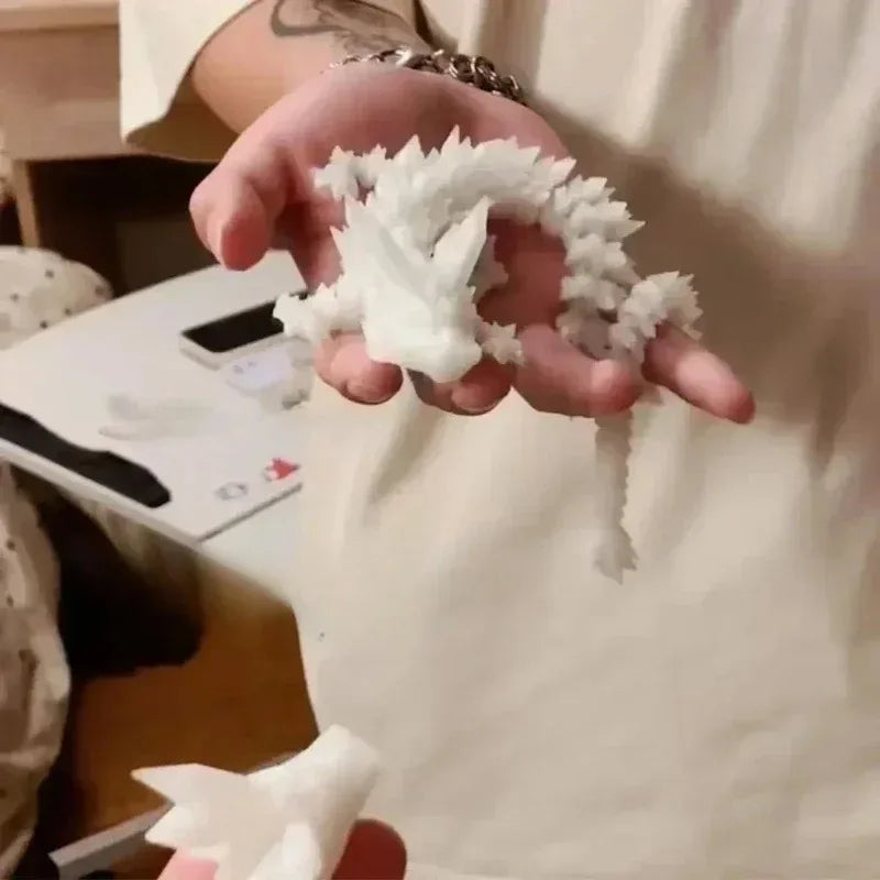 22cm Luminous 3D Printed Dragon Articulated Joints Glow in Dark, Blue White Desktop Night Light Home Decor Kids Gift Bedroom Orn Elk-Valley 3D