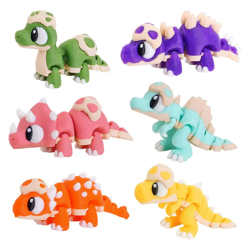 Mini 3D Printed Dinosaur Toys - Movable Joints Egg Shell T-Rex Spinosaurus Triceratops Brachiosaurus for Desktop Creative Decor Elk-Valley 3D