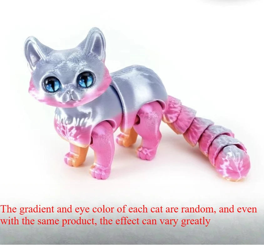 3D printed cat, adult articulated cat toy, 3D printed animal toy stress relief decoration, 3D printed cute cat desktop pet Elk-Valley 3D