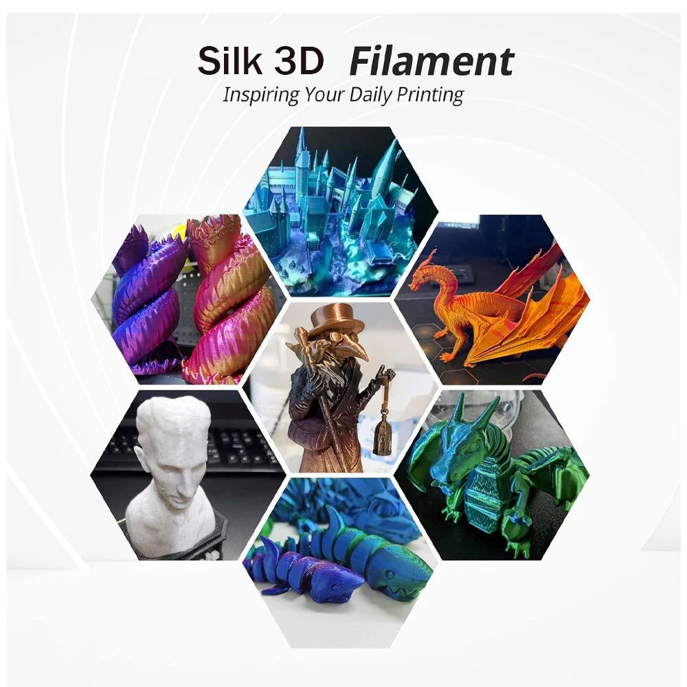 3D Printer Filament 4 Colors Green Blue Yellow Purple Filiment1.75 Accuracy ±0.02mm 250G X 4