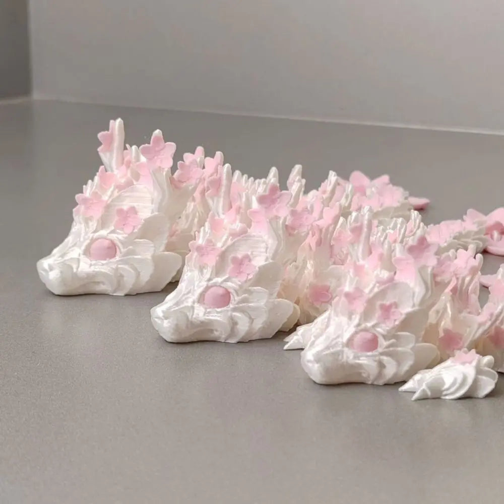 Simulated Eye 3D Printed Dragon Laser Sakura Dragon 3D Printed Diceratops Dragon Poseable Joints Flexible 3D Articulated Dragon