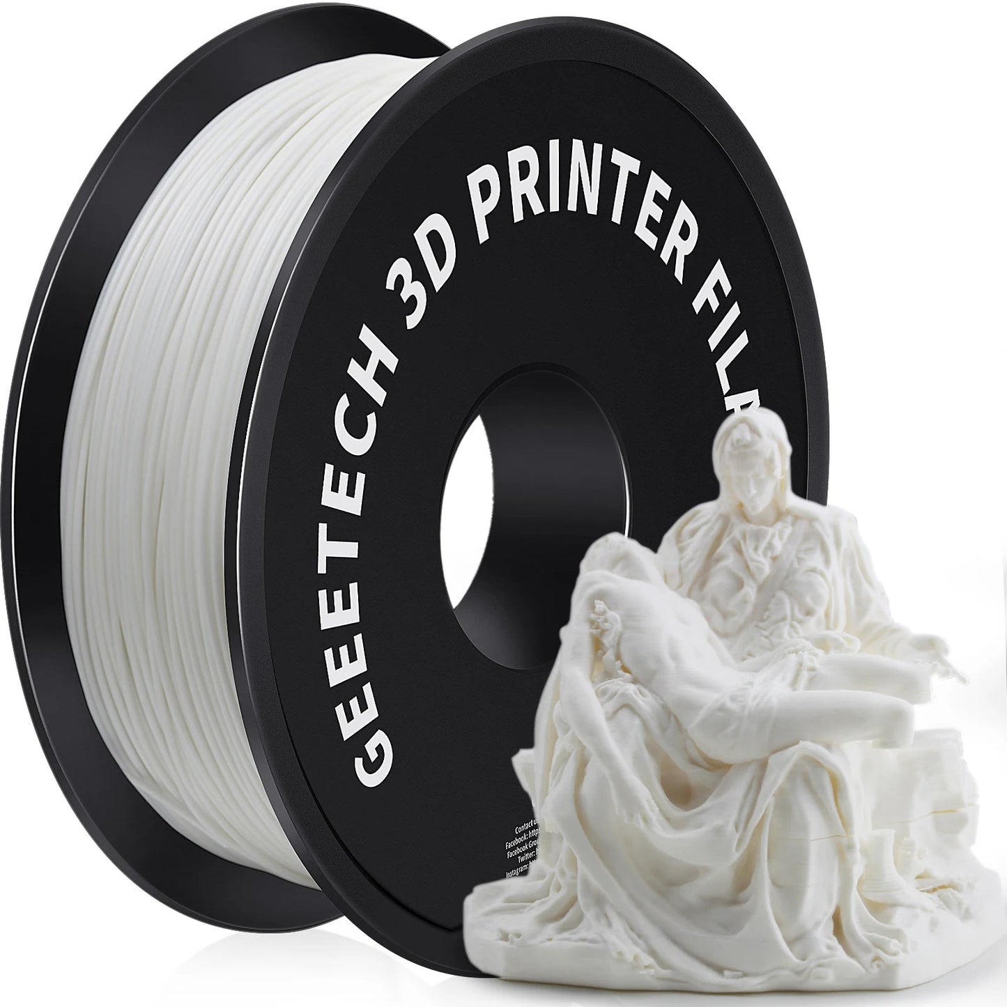 Geeetech  ABS+ 3D Filament 1.75mm 1KG plastic, 3D Printer Material, Tangle-Free, Non-Toxic, Vacuum Packaging White Black Elk-Valley 3D