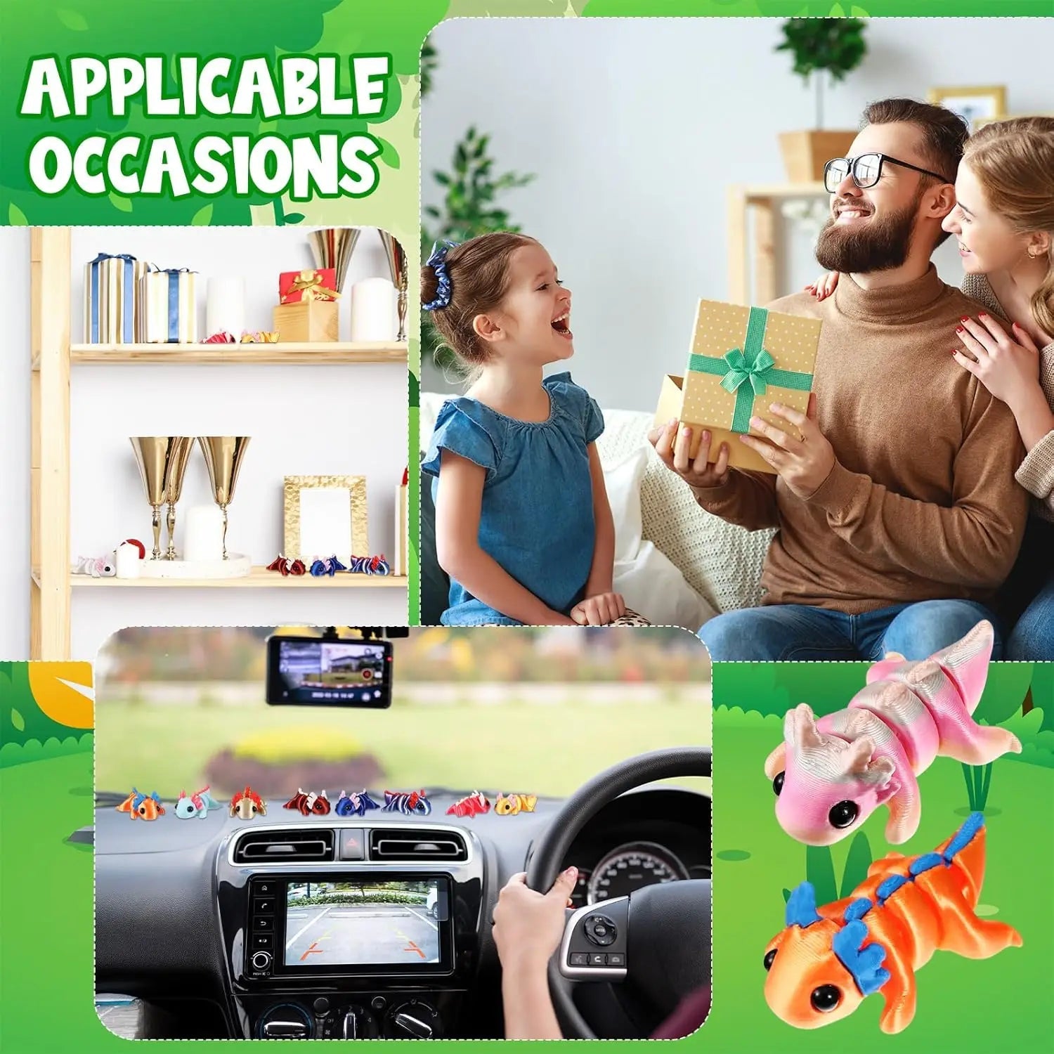 3D Printed Fidget Toy 3D Printed Axolotl Small Animal Toy Flexible Cute Articulating Pet Stress Relief Fidget Toys for Play Elk-Valley 3D