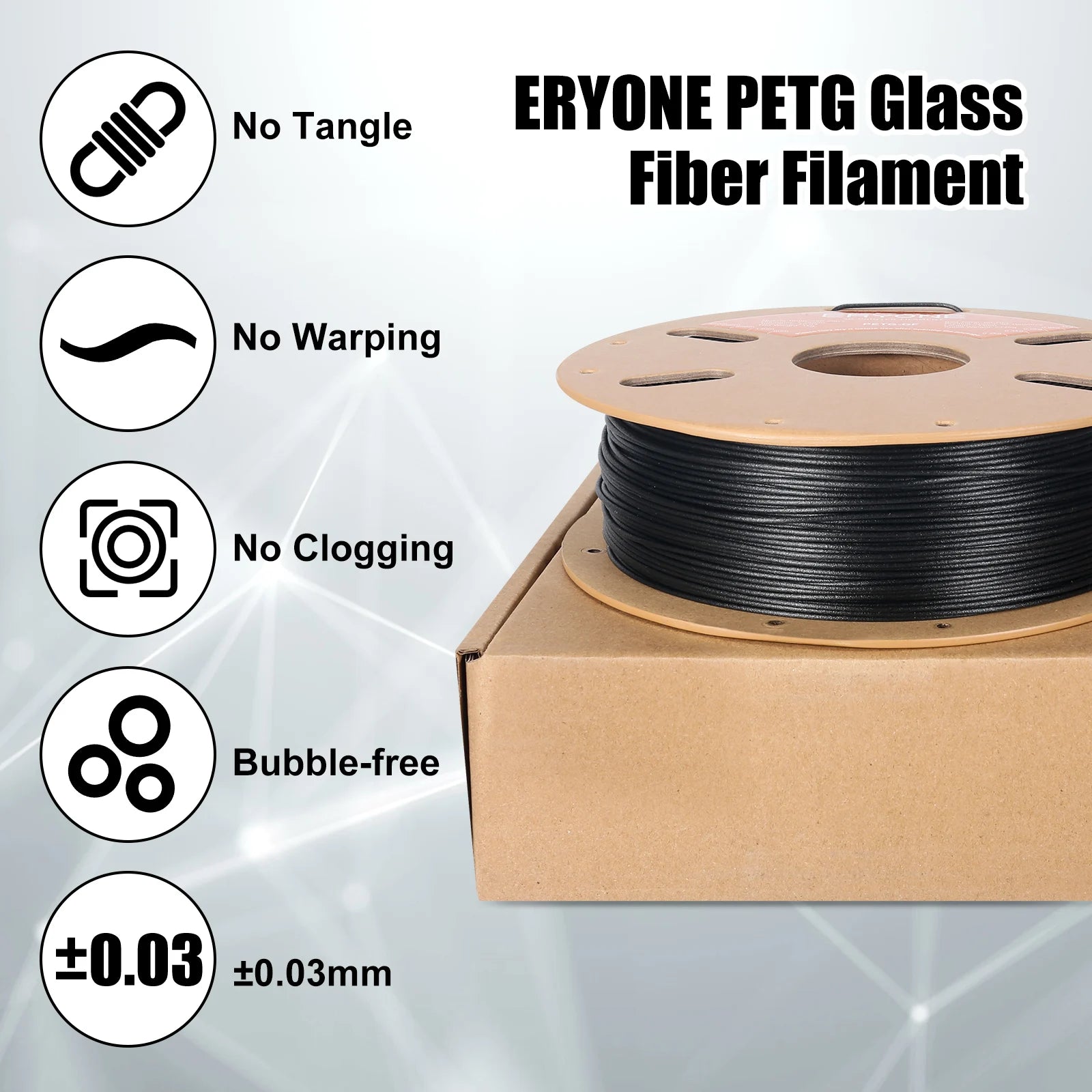 ERYONE 1/5KG  PETG Glass Fiber Filament 1.75mm +/- 0.03mm, 3D Printing Filament PETG GF, 1kg (2.2 LBS)/Spool Elk-Valley 3D