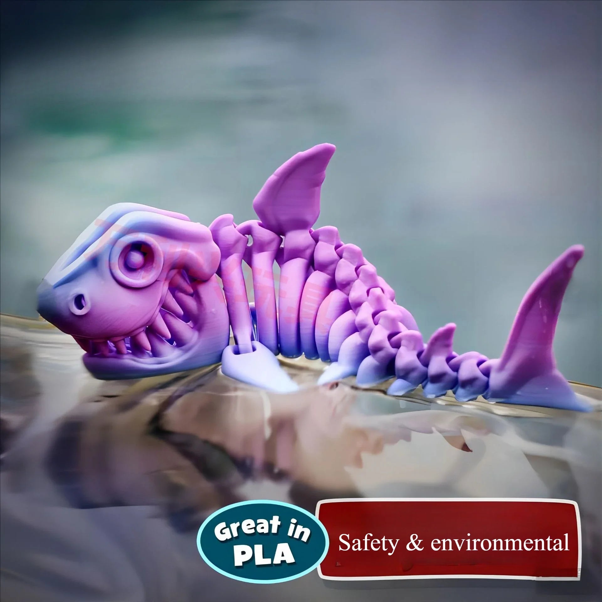 3D Printed Baby Shark, Skeleton Crocodile Skeleton Model Jointed Full Movable Birthday Gift Realistic Animals Decorative Desktop Elk-Valley 3D