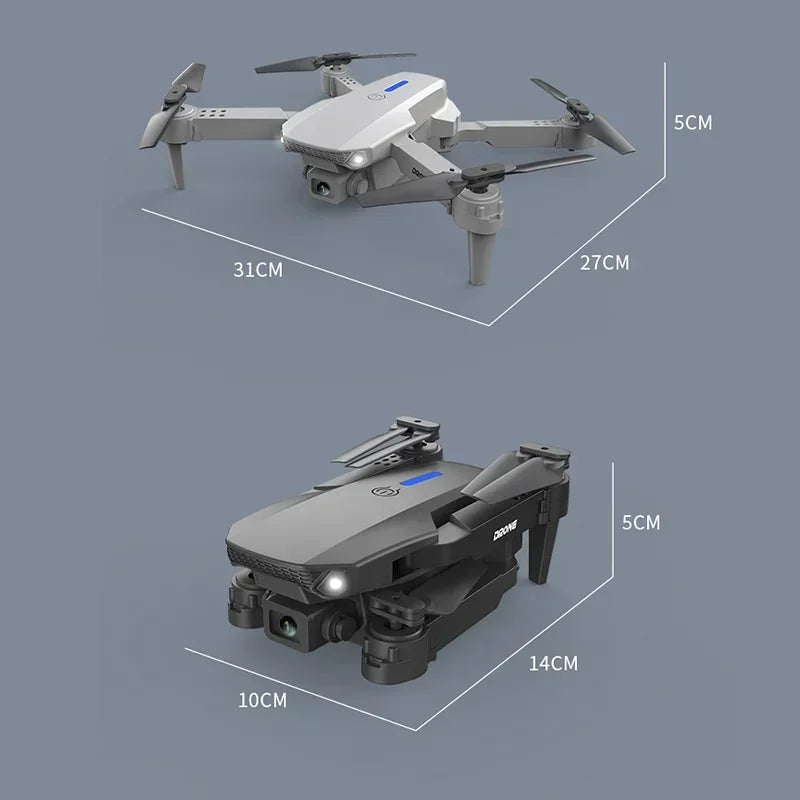 New E88 Pro RC Drone 4K 1080P Wide Angle Dual HD Camera Foldable Quadcopter WiFi FPV Altitude Hold Elk-Valley 3D