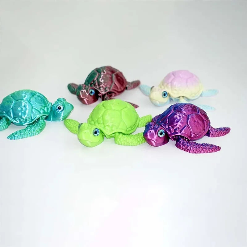 3D Printed Turtle Multi Joint Movable Ornament Versatile Shapes Creative Home Office Desktop Ornament 2025 New Year Gift Crafts Elk-Valley 3D