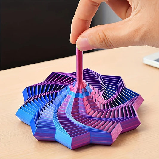 1Pc Random Color 3D-Printed Star Fidget Spinner - 2-Size Gradient Rotating Polygons, Expandable Sensory Desktop Decor & Stress Elk-Valley 3D