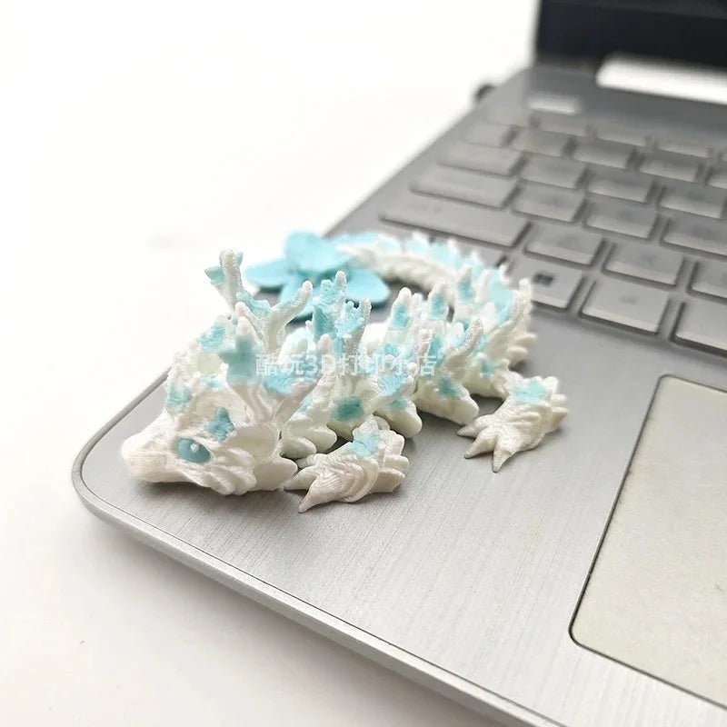 3D Printed Love Cherry Blossom Dragon Ornament Joint Mobility Simulated Dragon Model Landscape Craft Home Desktop Decorations Elk-Valley 3D