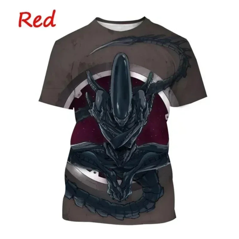 Fashion Men Clothing New Alien Creature 3D Print T-shirt Personalized Casual Oversized T Shirt Harajuku Street Unisex Tops Tees Elk-Valley 3D