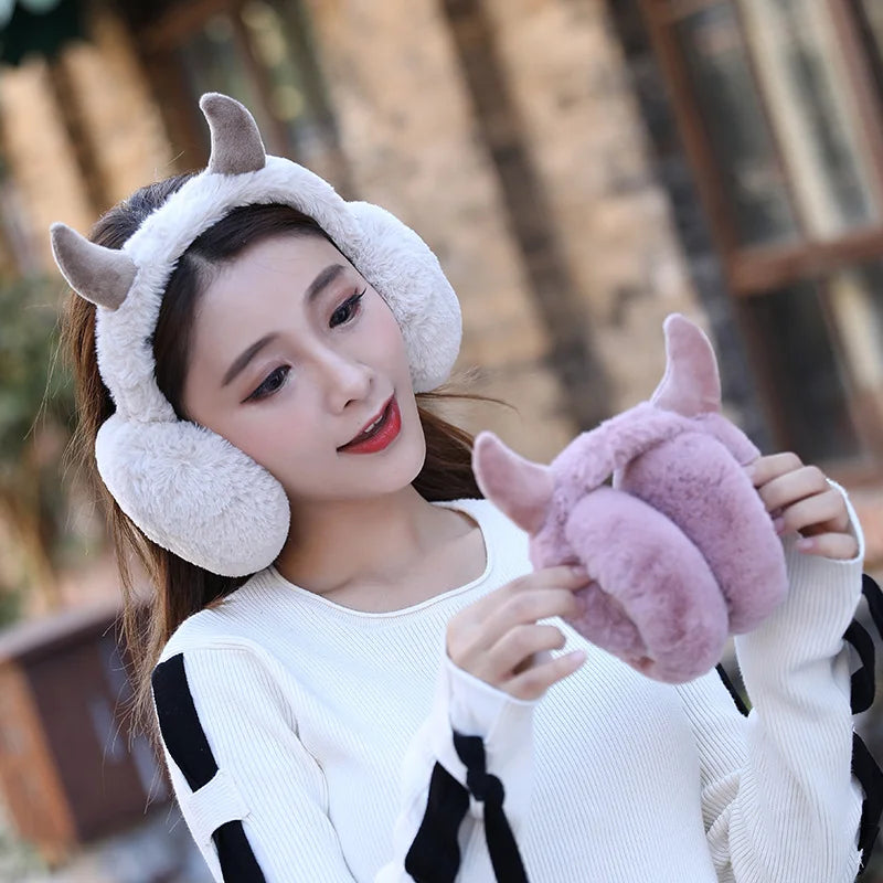 New Lovely Winter Warm Cat Ear Warmers Glitter Ears Plush Earmuffs for Women Playful Girls Ear Muffs Cold Protection Warm Hot Elk-Valley 3D