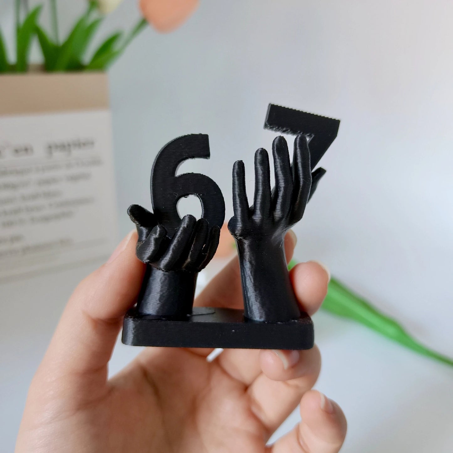 3D Printed Figurine Holding Digital Italian Brain Rot Math 67, Funny and Funny Meme Figurine Holding Digital 67 Sculpture Elk-Valley 3D