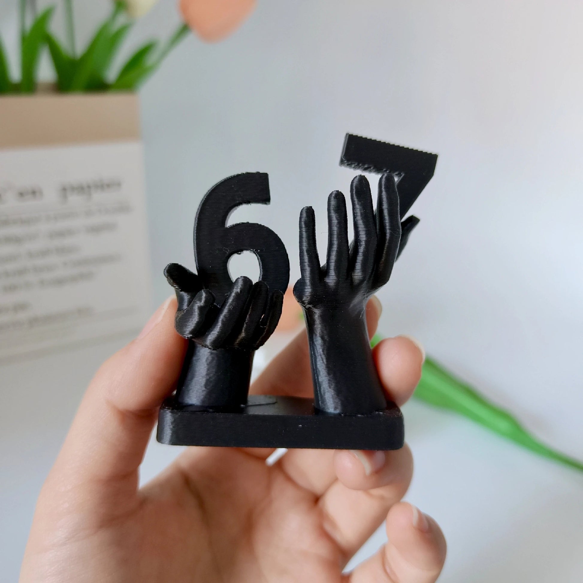 3D Printed Figurine Holding Digital Italian Brain Rot Math 67, Funny and Funny Meme Figurine Holding Digital 67 Sculpture Elk-Valley 3D