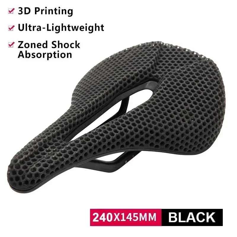 Bicycle 3D Printed Saddle Ultralight Carbon Fiber Road Mountain Bike Seat Cushion Hollow Comfortable 3D MTB Saddle Seat Elk-Valley 3D