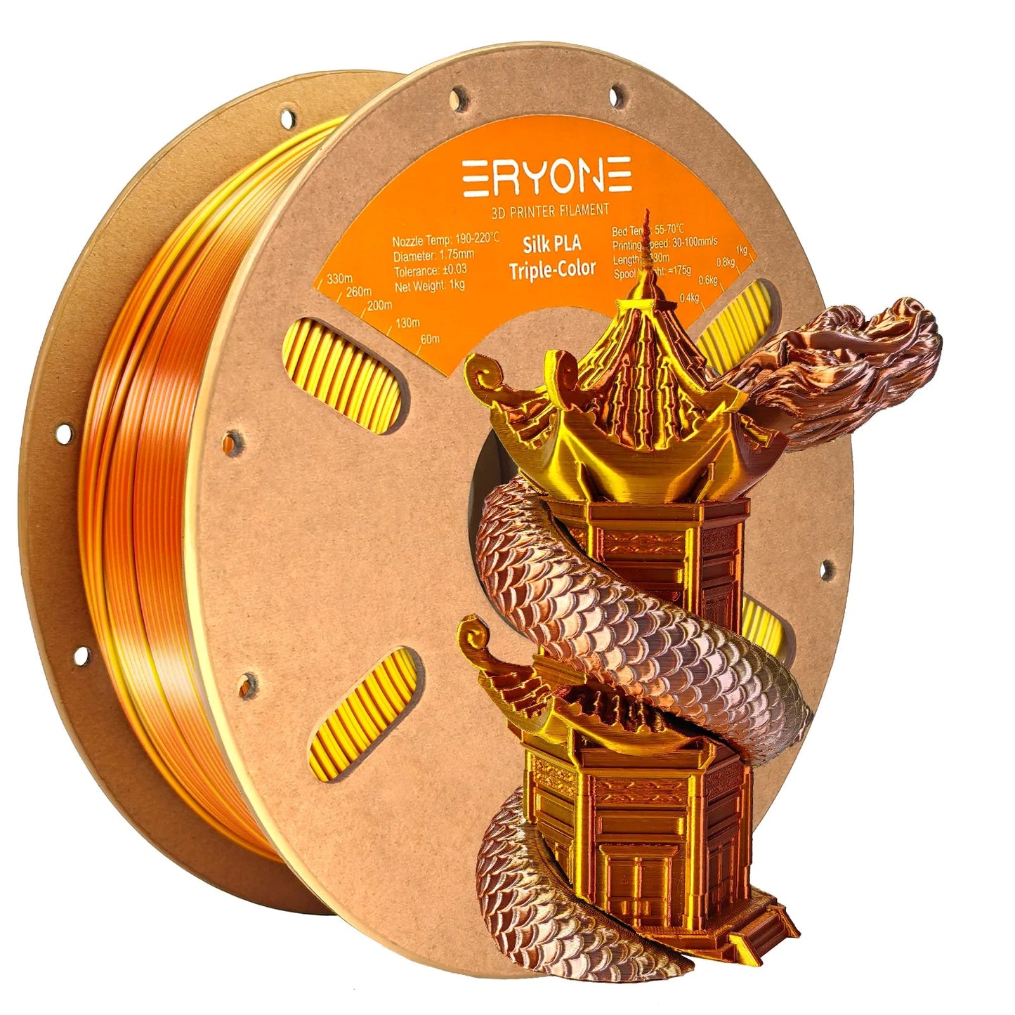 ERYONE 1KG Silk Triple Color Series PLA 3D Printer Filament 1.75mm, Tri-Color Coextrusion Silky Shiny Finish, 1kg Spool Elk-Valley 3D