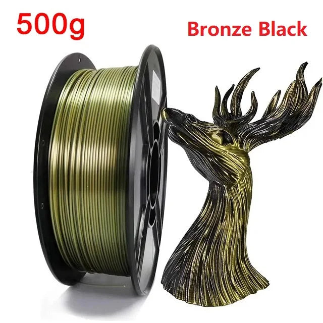 Dual Color Filament Silk PLA 1.75mm 1kg 500g 250g 3D Printer Plastic Material Two Colors Filament PLA Black Red Green Bundle New Elk-Valley 3D