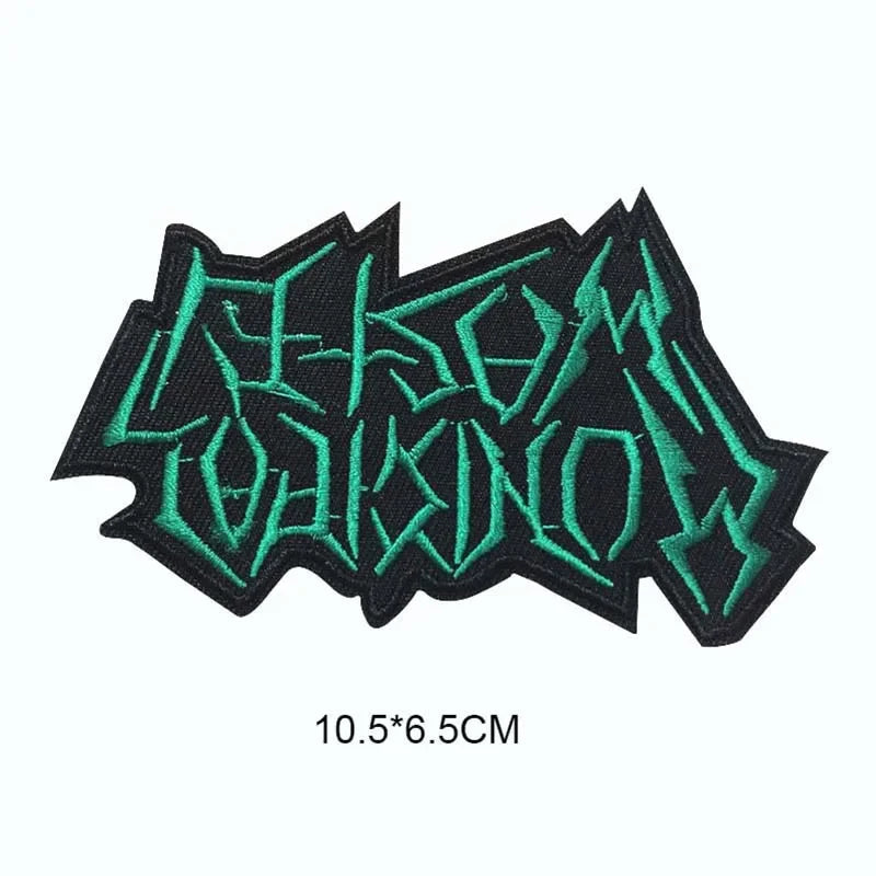 5PCS/ Text Clothing Stickers Fabric Applique Embroidery Iron On Patches,Punk Rock Music Band Badges Clothes Striped Sewing Patch Elk-Valley 3D