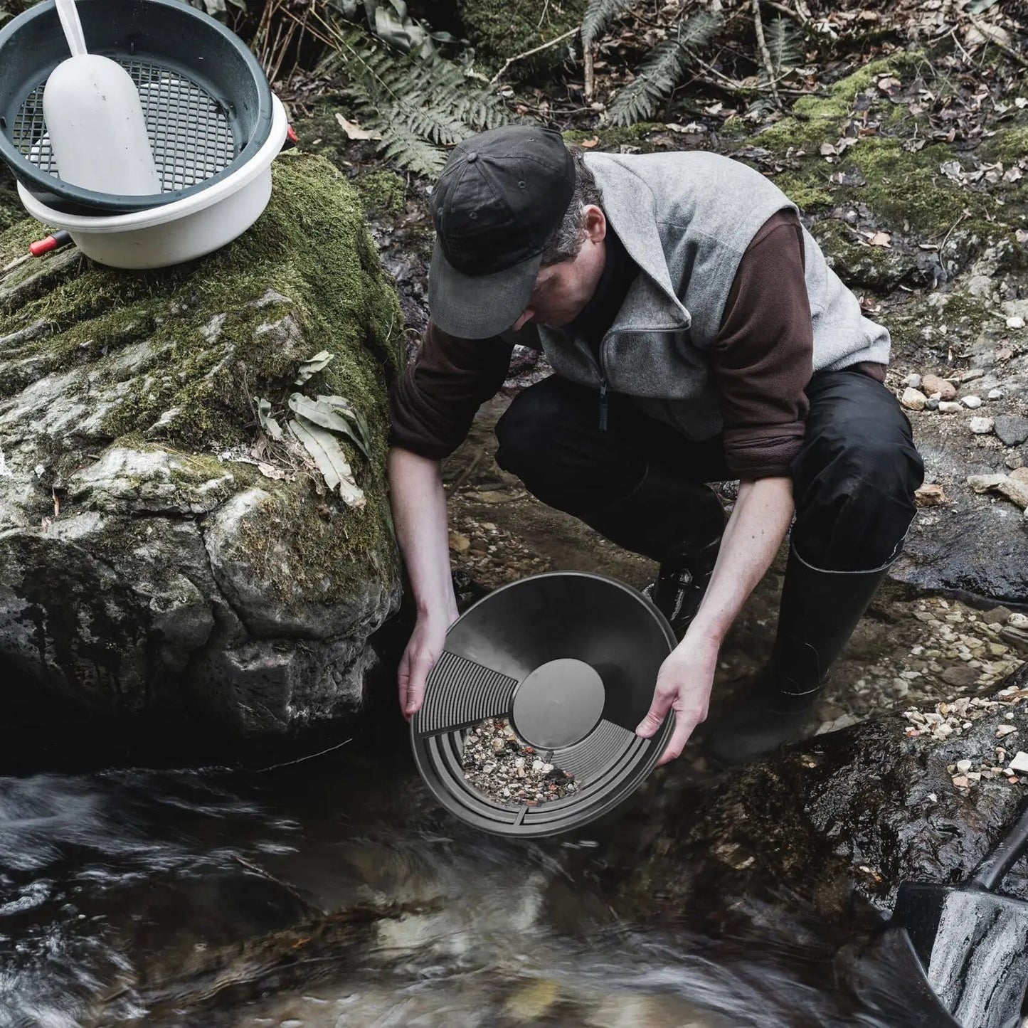 Plastic Gold Pan With Riffle Basin Mining Pan Dredging Prospecting River Tool Wash Gold Panning Equipment Elk-Valley 3D