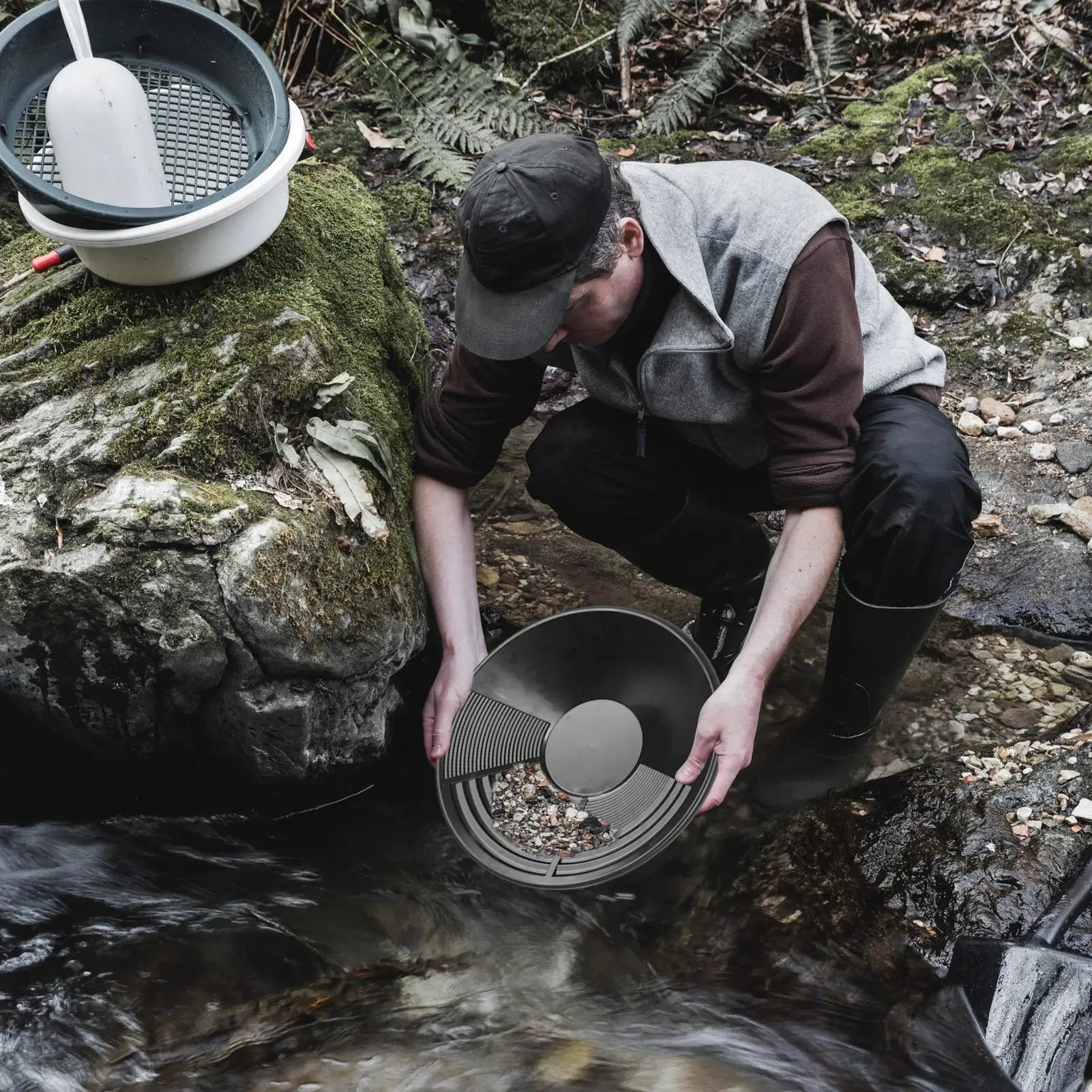 Plastic Gold Pan With Riffle Basin Mining Pan Dredging Prospecting River Tool Wash Gold Panning Equipment Elk-Valley 3D