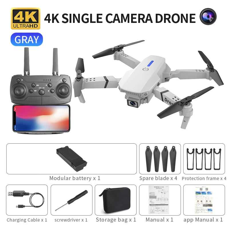 E88 Mini Drone Profesional 180° Electric Adjustable Obstacle Avoidance Bushless Uav 15000M Quadcopter toy Elk-Valley 3D