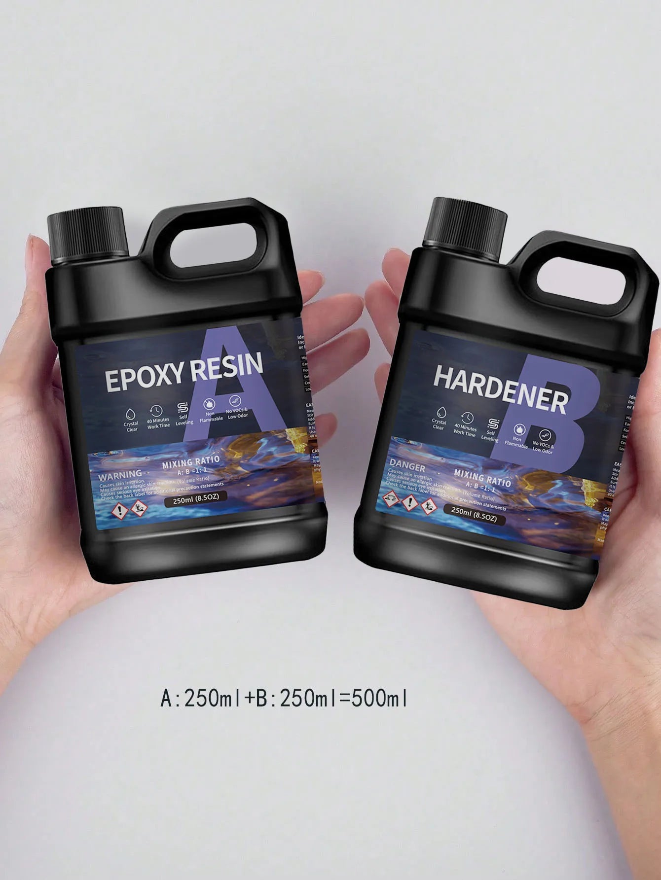 Professional AB Epoxy Resin Kit 1:1 Ratio Crystal Clear for Art Casting Jewelry Coating Coaster DIY Craft Elk-Valley 3D