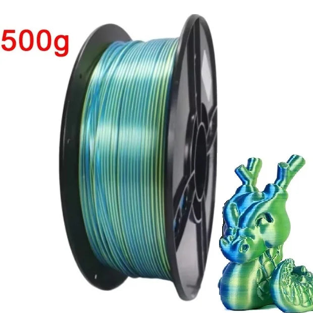 Dual Color Filament Silk PLA 1.75mm 1kg 500g 250g 3D Printer Plastic Material Two Colors Filament PLA Black Red Green Bundle New Elk-Valley 3D