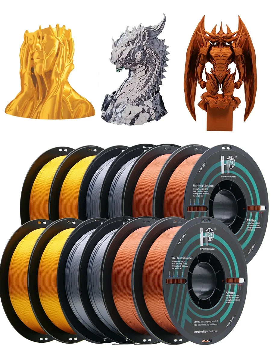 HP3DF 12 Rolls (12kgs) Silk/Glitter 3D Printer Filament, 1.75mm, Smooth Silky Shiny Surface 3D Filament, Fit For FDM Printers