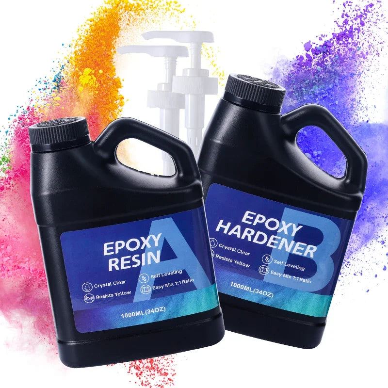 2000ML Epoxy Resin Kit Easy Mixing Crystal Clear Epoxy Resin Bubble-Free Anti-Yellowing Resin for Casting, DIY, Resin Art, Molds