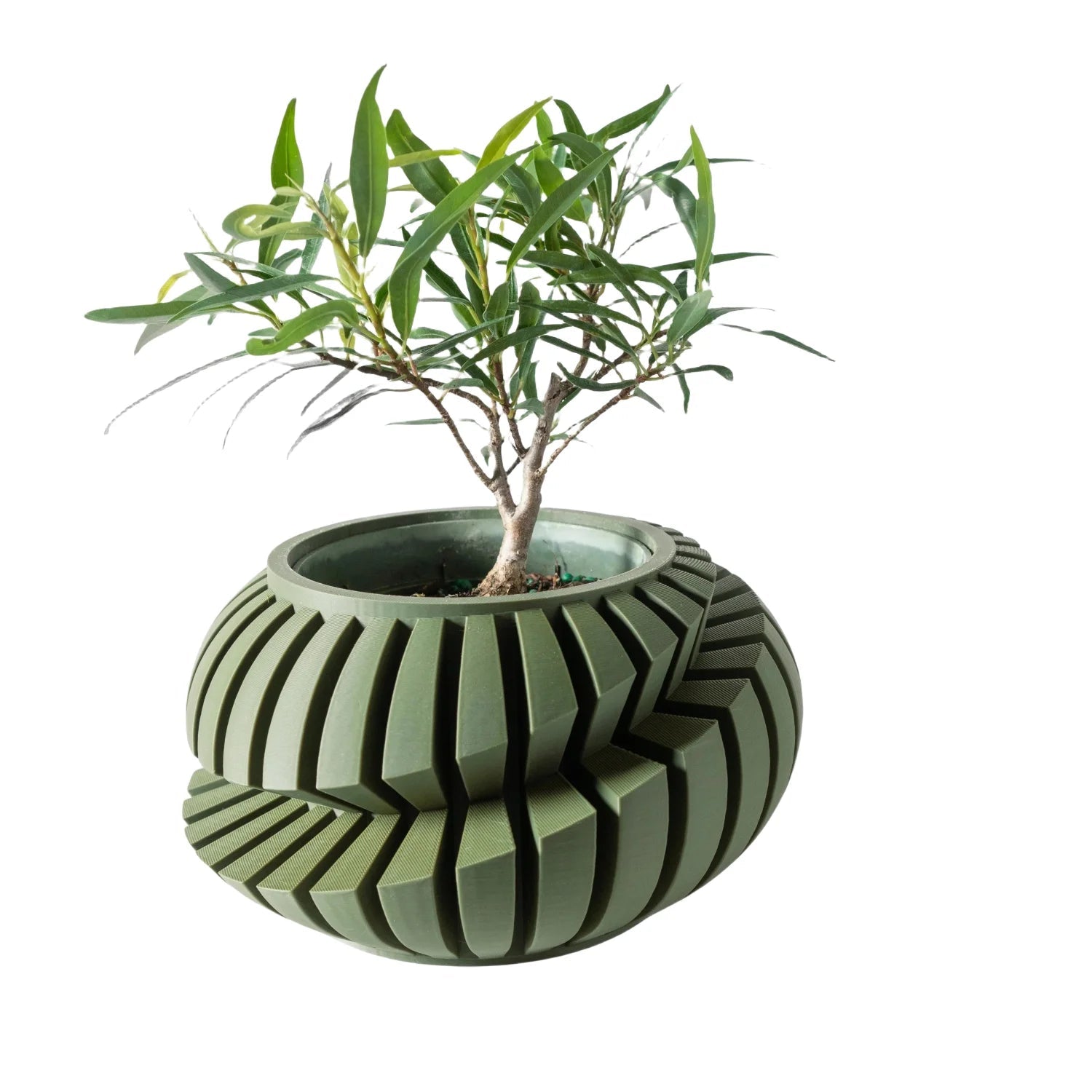 Eco-Friendly 3D Printed Flower Pot Irregular Geometric plant pot with Textured Lines for Tabletop Decor & Sustainable Gift Elk-Valley 3D