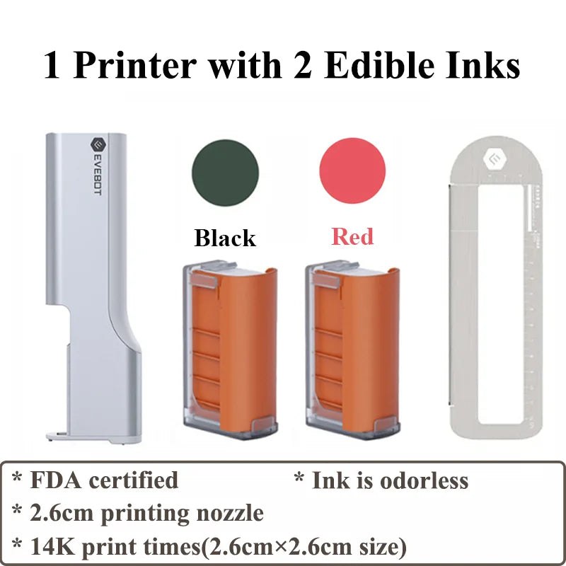 Evebot Food-grade Portable PrintPen Handheld Inkjet Printer Specifically for Food Surfaces Perfect for Coffee Macaron Cakes Elk-Valley 3D