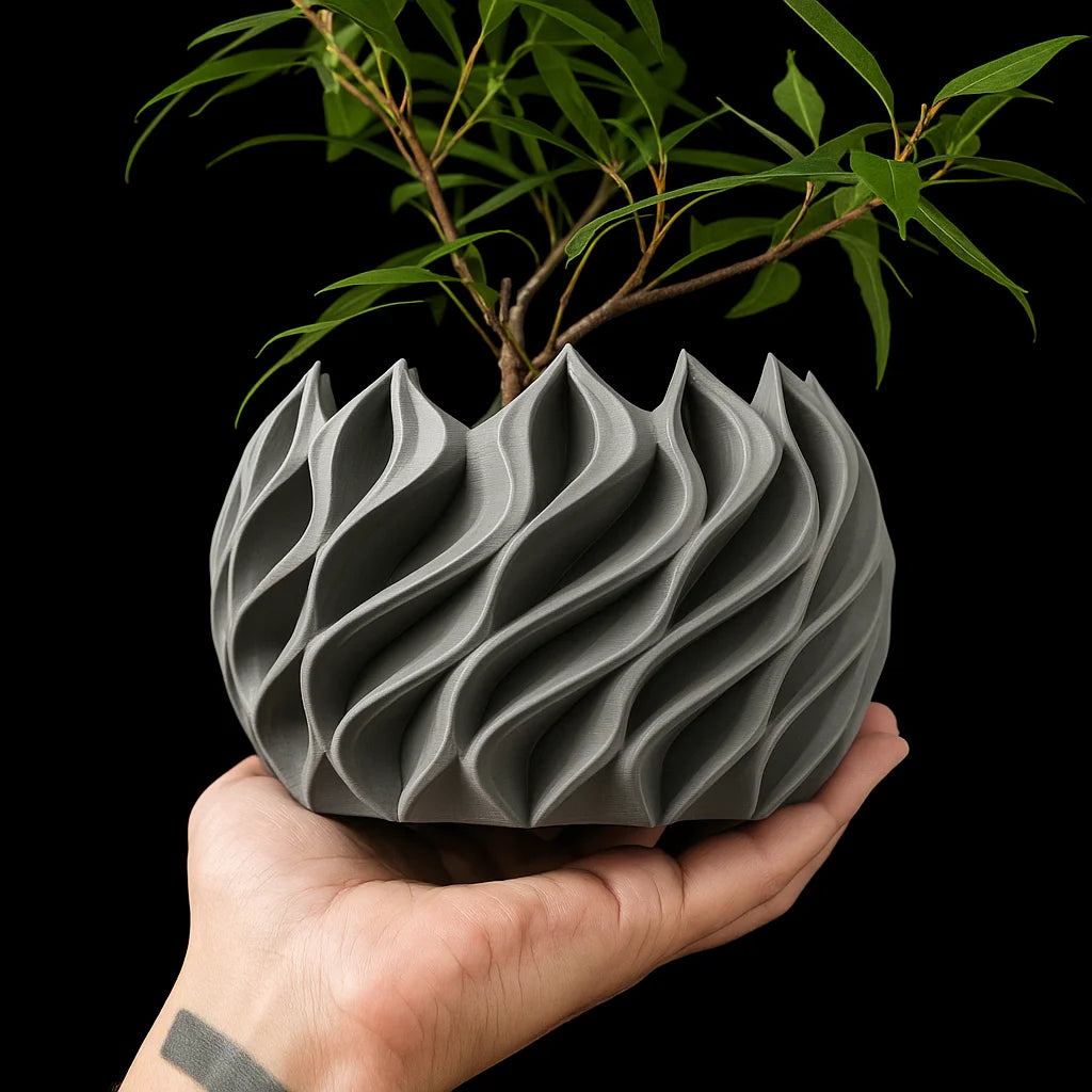 3D Printed Flower Pot, Biodegradable Texture Design - Modern Planters for Indoor Outdoor, Gardening Decor, Macetas para Plantas Elk-Valley 3D