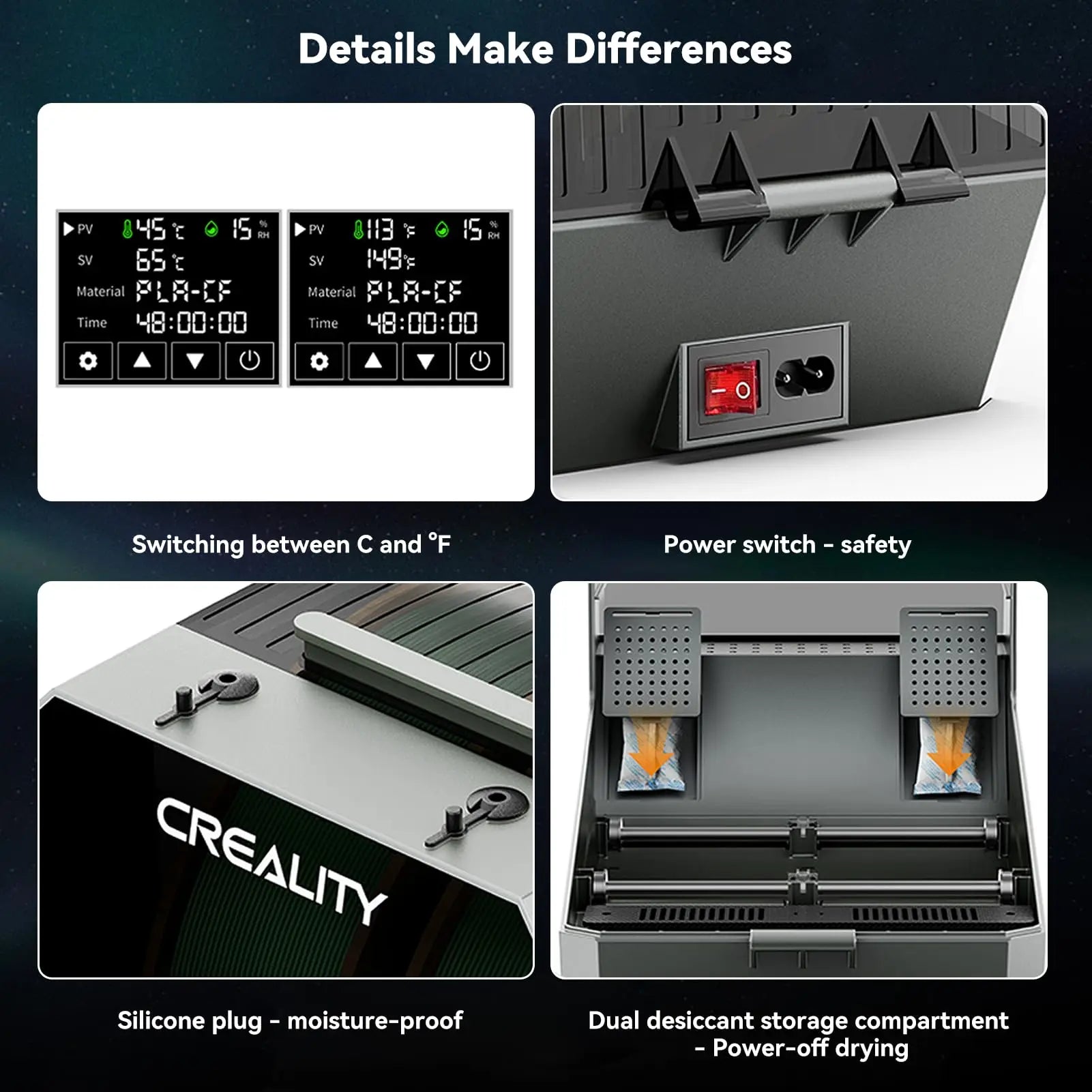 Creality Space Pi Filament Dryer Plus Drying Box Upgraded Two Rolls Drying Dehydrator for 2KG Filament 360° Hot-air heating Elk-Valley 3D