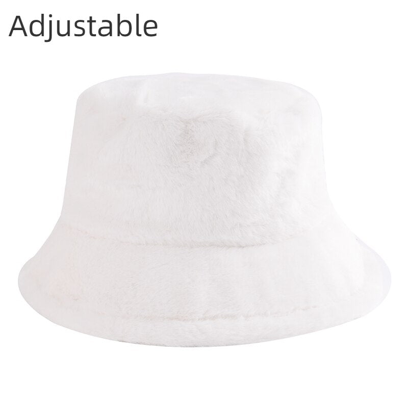 Winter Cow Leopard Faux Fur Fluffy Bucket Hats Women Outdoor Warm Sun Hat Soft Velvet Furry Fisherman Cap Girl Fashion Panama Elk-Valley 3D