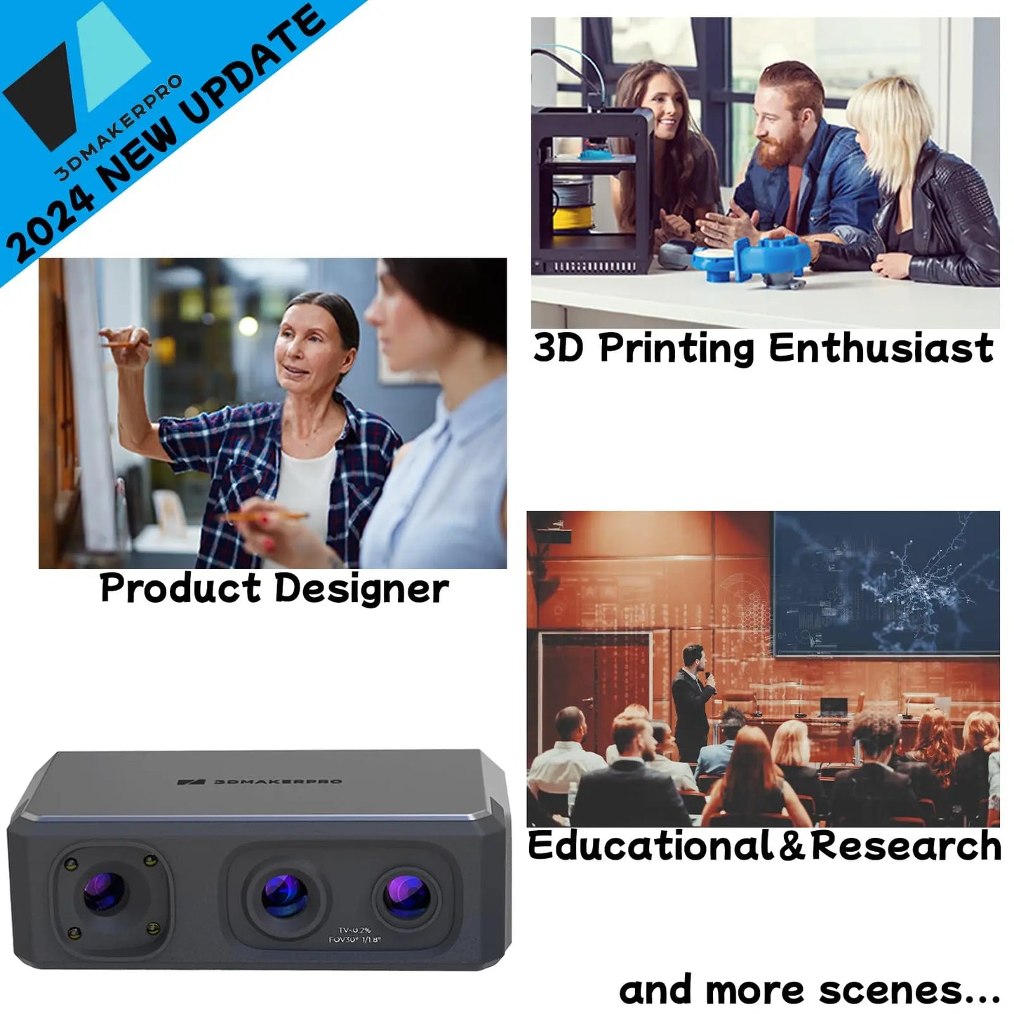 Seal (Premium)3D Scanner for3D Printing-with Turntable&Handheld Scan 0.01mm Accuracy 0.05mm  24-bitColorScan10FPS ScanningSpeed