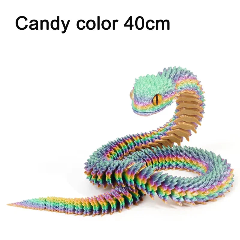 30/40cm 3D Printed Snake Toys Funny Rotatable Articulated Printed Snake Craft Ornament Simulation Animal Home Desktop Ornament Elk-Valley 3D