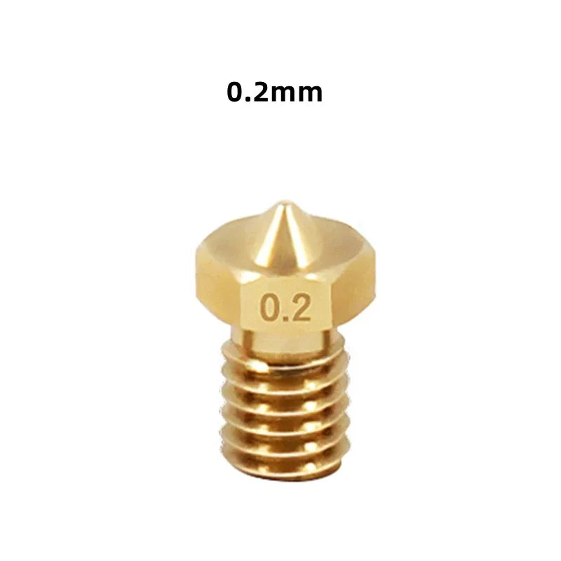 10PCS  3D Printer V6 M6 Threaded Brass Nozzle 0.2/0.25 0.3/0.4/0.5/0.6/1.0mm for 1.75/3.0mm Filament E3D V5 V6 Hotend Extruder Elk-Valley 3D