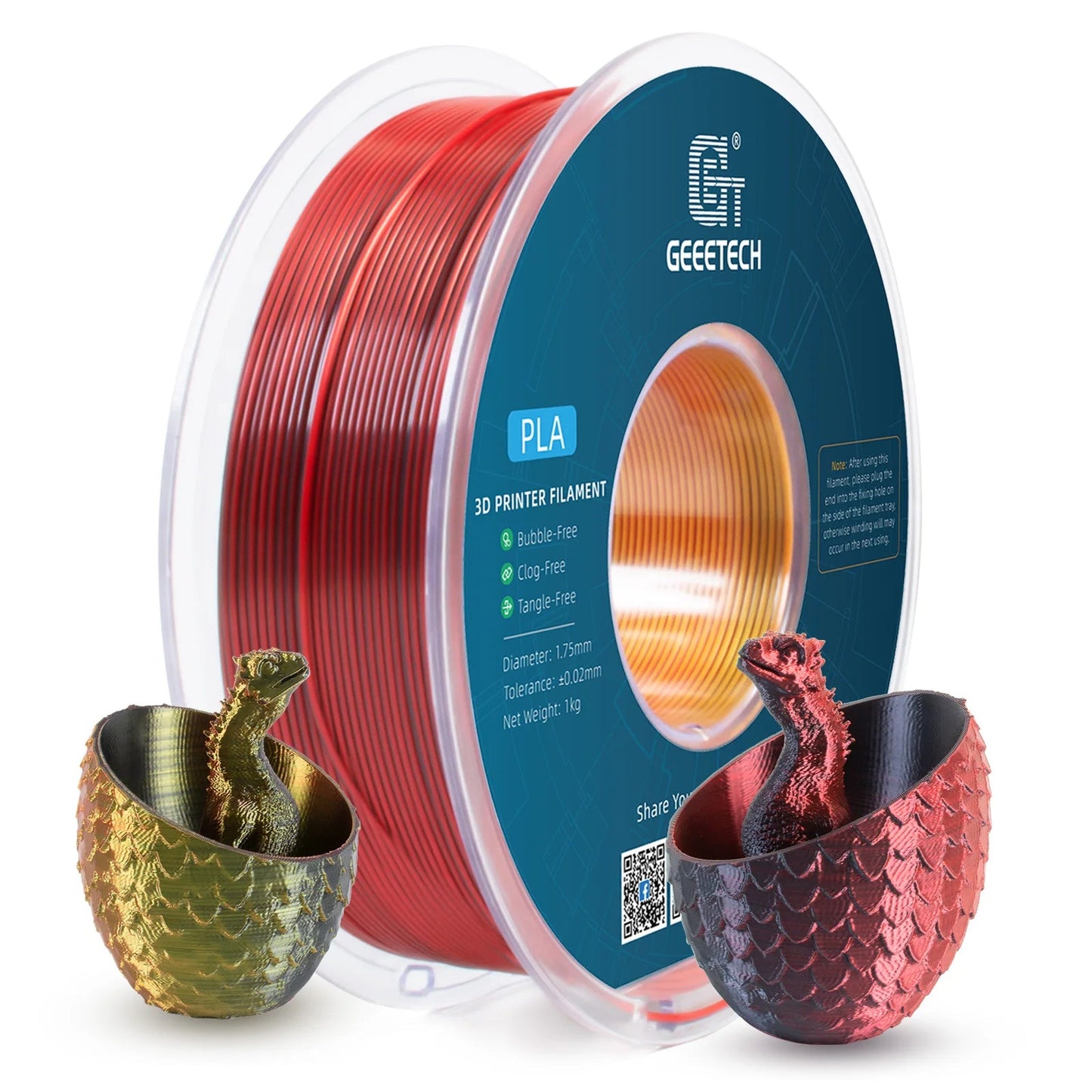 Geeetech Tri Color Silk PLA Filament , 3D Filament 1,75 mm 1KG Spool Wire  (+/-0.03mm) Vacuum packaging, special color Elk-Valley 3D