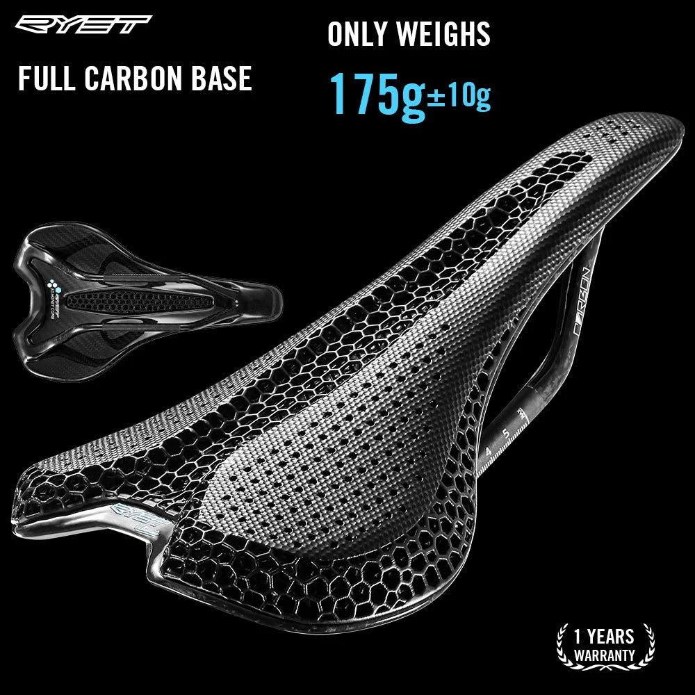 RYET Carbon 3D Printed Saddle Ultralight 175g 7*9 Bike Seating For Men Women Triathlon Road MTB Mountain Gravel Cycling Parts Elk-Valley 3D