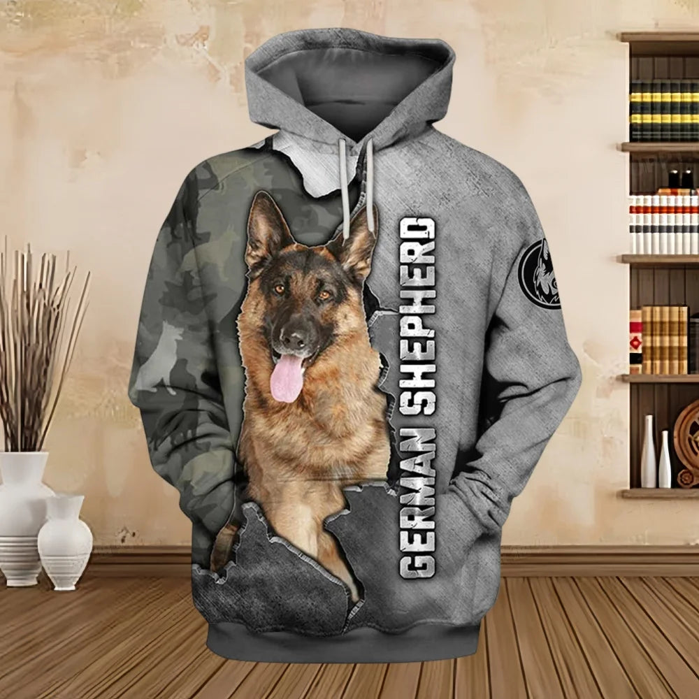2024 New Hoodies 3D Graphic Silver Ribbon Hoodies Animals Dog Belgian Malinois Sweatshirts Casual Harajuku Sportswear Clothing Elk-Valley 3D